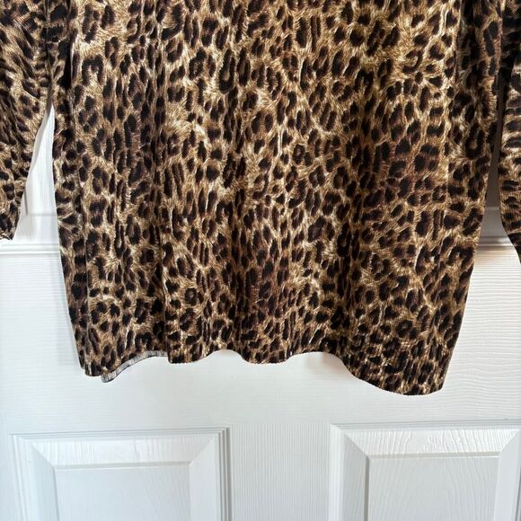 Cathy Daniels Leopard Print Sequin Lightweight Sweater Brown Black XL - Picture 10 of 11